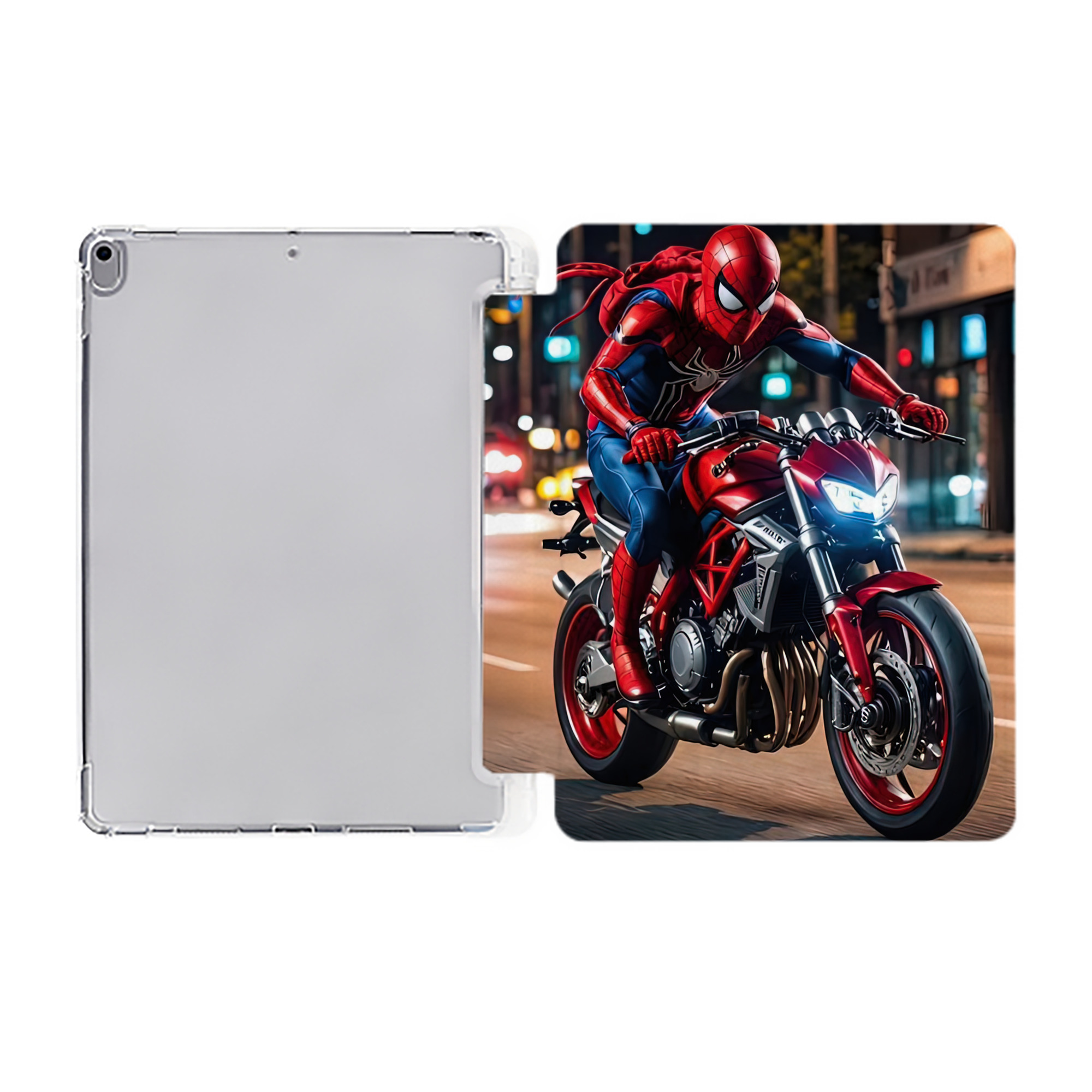 Spider Man スパイダーマン IPad ケース ペン収納付き 三つ折りスタンド PUレザー×シリコン 対応機種9.5/10.5/10.9インチ